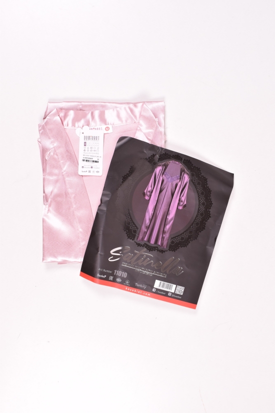 Комплект шелковый женский (цв.пудры) ночная рубашка + халат+бикини DEEP SLEEP Размеры в наличии : 48, 50, 52 арт.11010