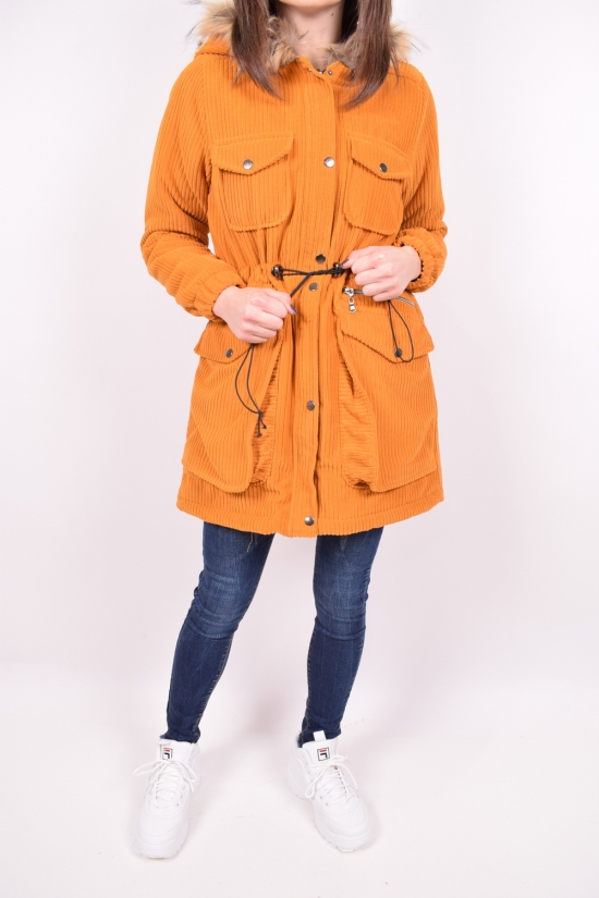 Куртка женская тканевая зимняя  (цв.горчичный) HISSET Размеры в наличии : 40, 42 арт.С763
