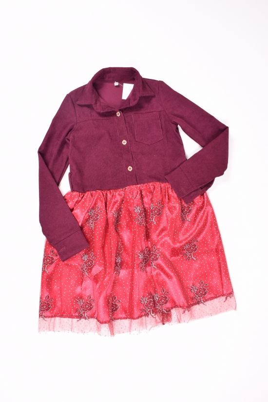 Платье для девочки комбинированное (цв.бордовый) Рост в наличии : 134, 140, 146 арт.01