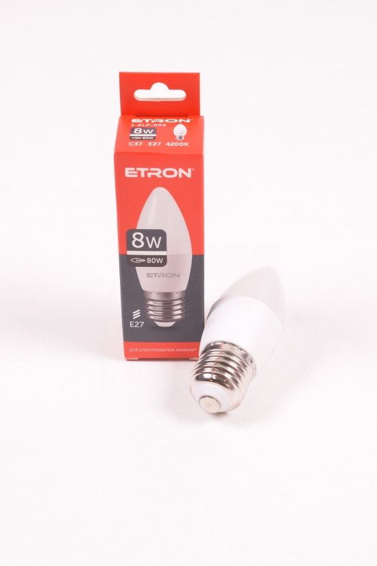 Лампа светодиодная C37 (8W,E27,4200К)220V ETRON арт.1-ELP-022