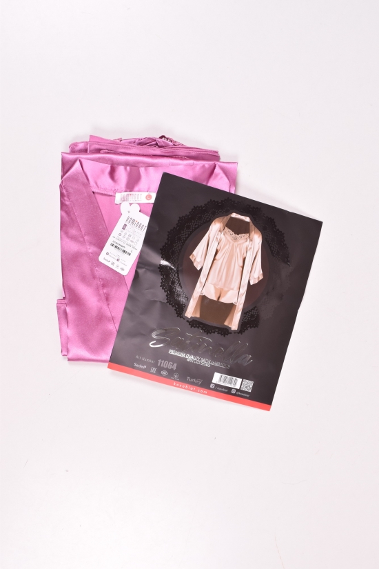 Комплект шелковый женский (цв.сиреневый) (майка+шорты+халат) DEEP SLEEP Размеры в наличии : 44, 46, 48 арт.11064