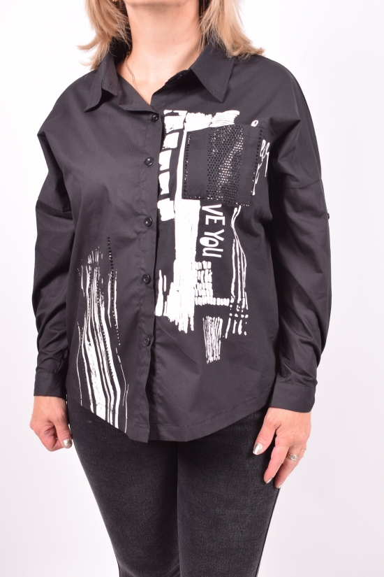 Рубашка женская (цв.черный) ANGORA Размеры в наличии : 48, 50, 52, 54 арт.3063