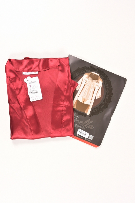 Комплект жіночий шовковий (кол. бордовий) (майка шорти халат) DEEP SLEEP Розмір в наявності : 46 арт.11064