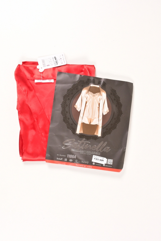 Комплект шелковый женский (цв.красный) (майка+шорты+халат) DEEP SLEEP Размеры в наличии : 44, 46, 48 арт.11064