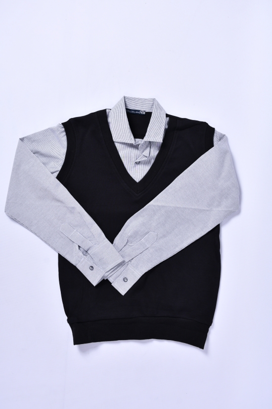 Обманка жилетка-рубашка (цв.черный/серый) BLUE LAND Рост в наличии : 110, 116 арт.9224