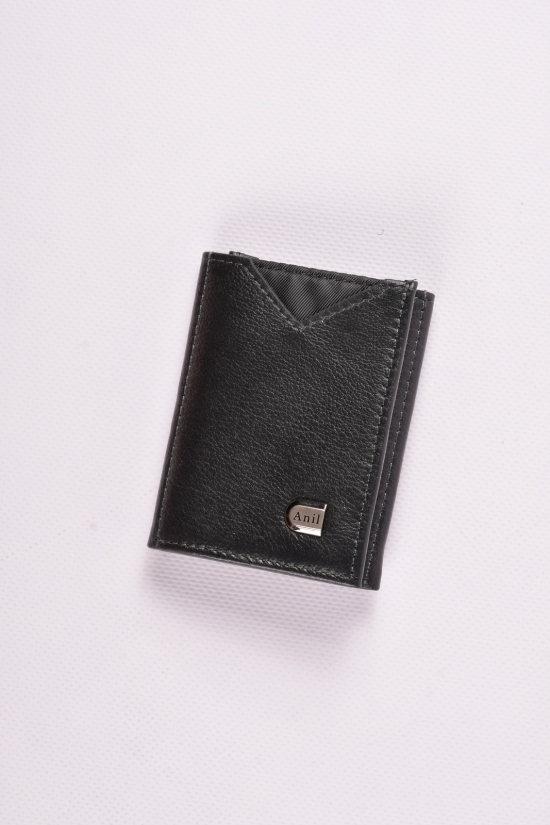 Кошелёк мужской кожаный (цв.чёрный) Anil размер 8/10 см. арт.810-A