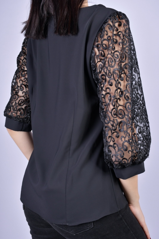 Блузка женская шифоновая (цв.черный) Размеры в наличии : 42, 46 арт.9035