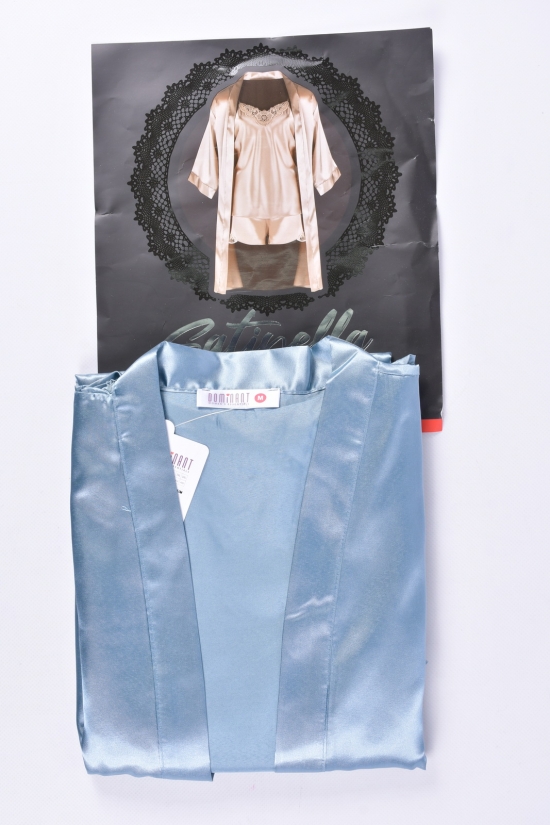 Комплект шелковый женский (цв.голубой) (майка+шорты+халат) DEEP SLEEP Размеры в наличии : 44, 46, 48 арт.11064