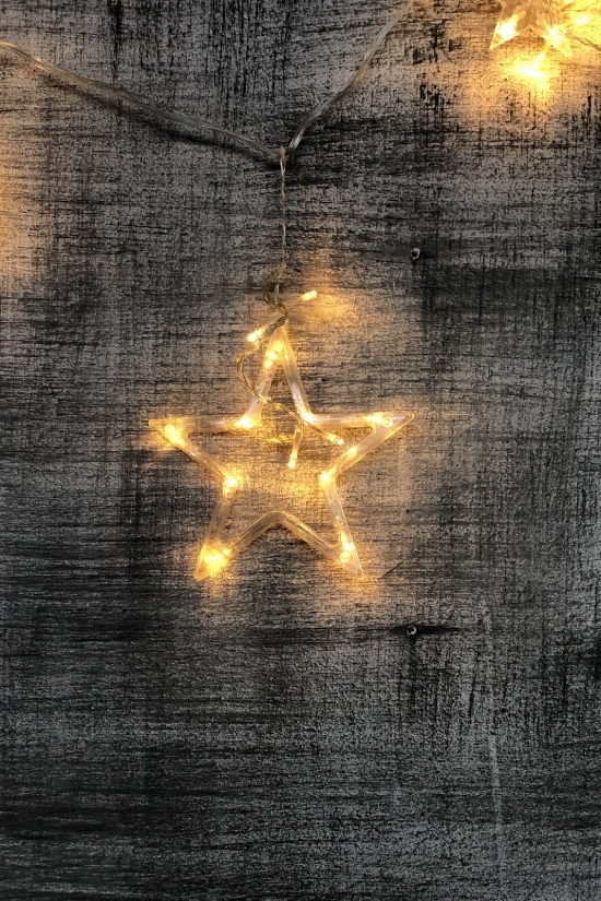 Гірлянда світлодіодна "Зірка" (теплий білий колір) прозорий провід 10 зірок арт.STAR-12-WW