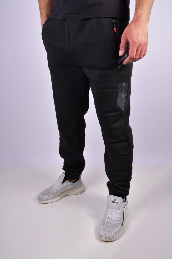 Чоловічі штани трикотажні (кол. чорний) на флісі BLACK CYCLONE Розмір в наявності : 52 арт.WK-2206