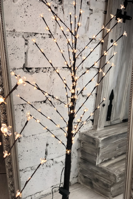 Светящееся новогоднее светодиодное декоративное дерево (желтые огни) высота 1,45м арт.00-203