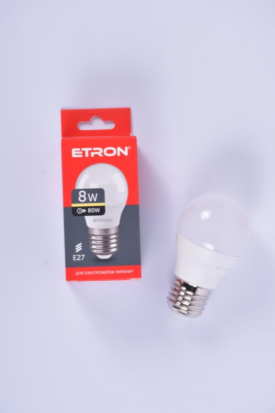 Лампа светодиодная G45 (8W,E27,3000К)220V ETRON арт.1-ELP-041