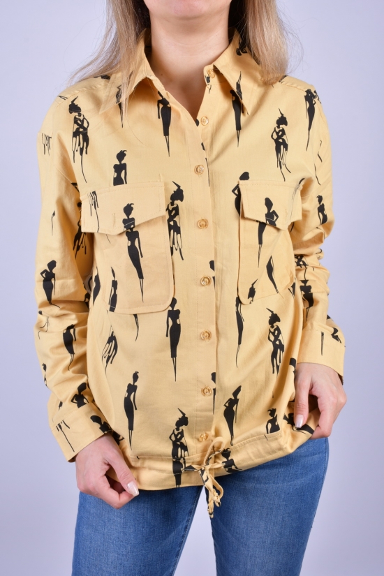 Рубашка женская длинный рукав (цв.горчичный) котоновая BASE Размеры в наличии : 44, 46, 48 арт.A8081