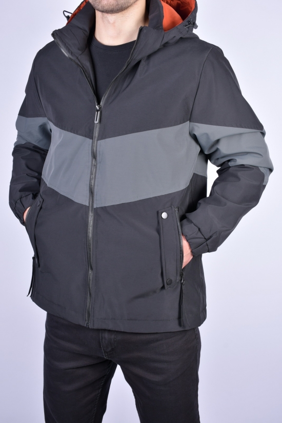 Куртка мужская из плащевки демисезонная (цв.черный/серый) "ATE" Размеры в наличии : 46, 48, 50, 52, 54 арт.F-209