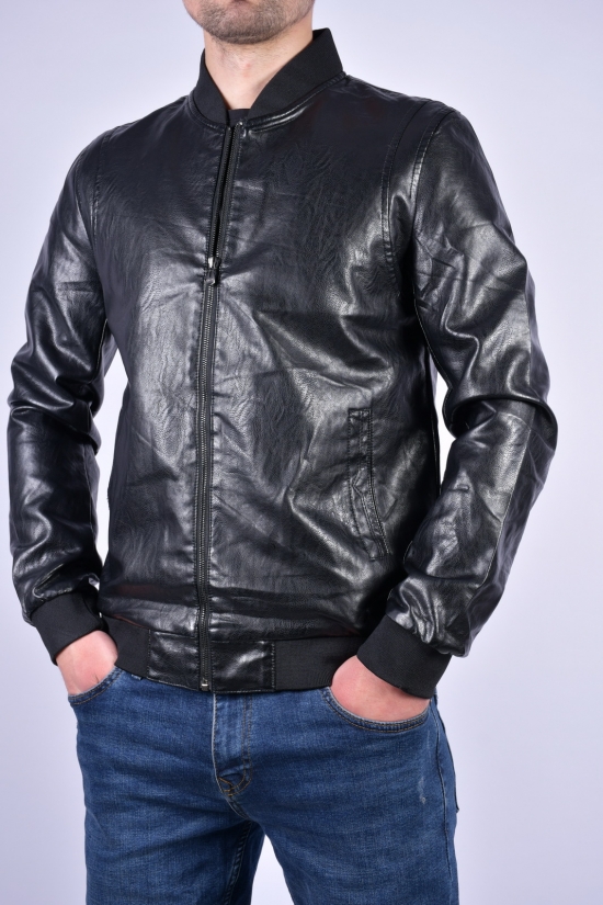 Куртка мужская из кожезаменителя (цв.чёрный) Размеры в наличии : 44, 46, 48, 50, 52, 54 арт.16028