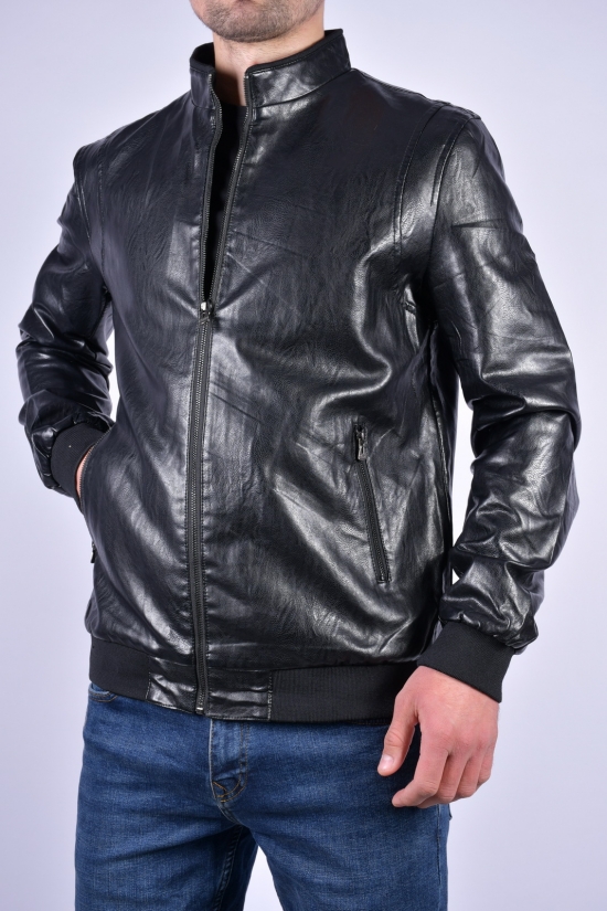 Куртка мужская из кожезаменителя (цв.чёрный) Размеры в наличии : 44, 46, 48, 50, 52, 54 арт.16029