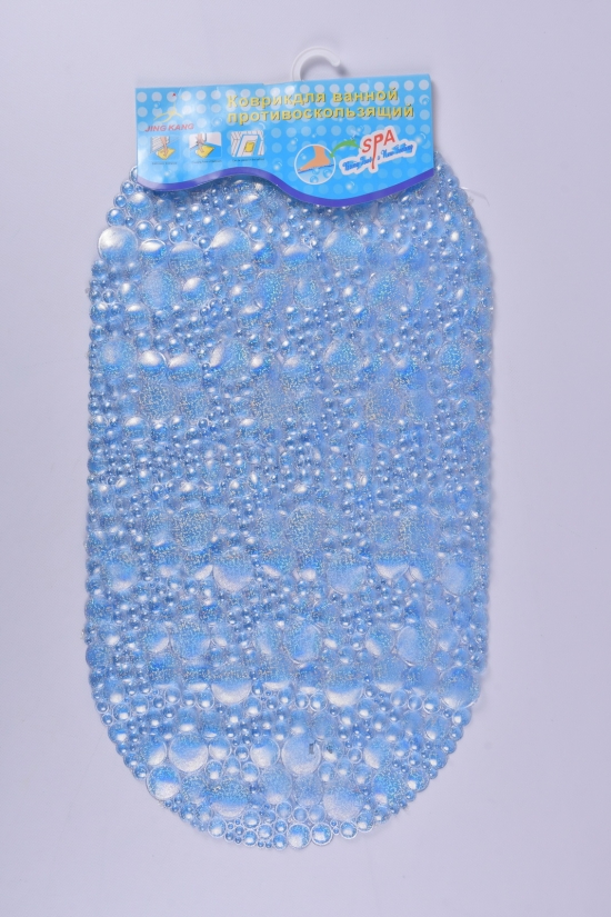 Коврик в ванную(цв.голубой) силиконовый на присосках размер 65/34см арт.MF1606