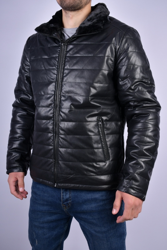 Куртка мужская (цв.черный) зимняя на меху (из экокожи) Размеры в наличии : 46, 48, 50, 52, 54 арт.5099