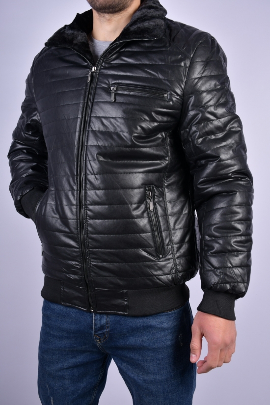 Куртка мужская (цв.черный) зимняя на меху (из экокожи) Размеры в наличии : 46, 48, 50, 52, 54, 56 арт.6055