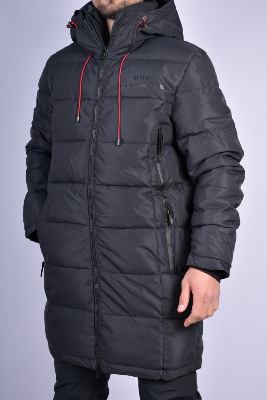 Пальто чоловіче зимове цв. чорний (наповнювач 100% поліестер) "REMAIN" Розміри в наявності : 46, 48, 50, 52, 54, 56 арт.7798