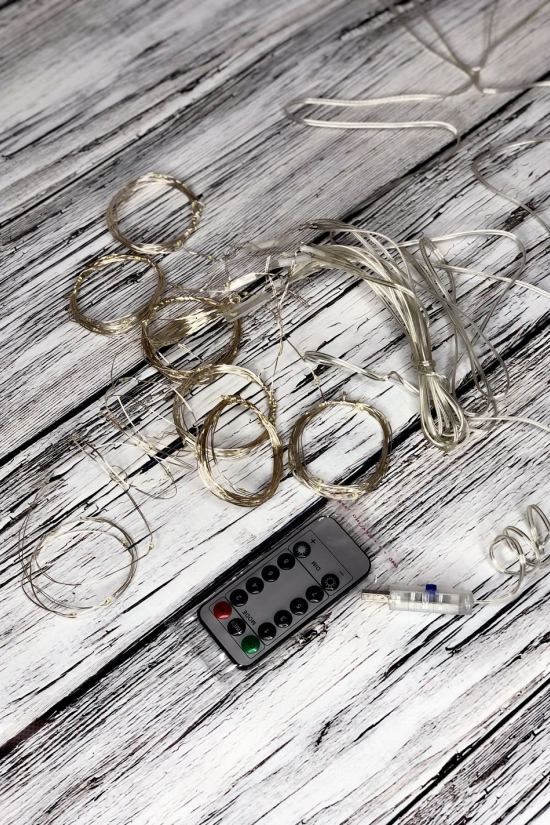 Гірлянда світлодіодна "штора" (білі вогні) мідний провід 160 LED (2.0/2.0м) від USB арт.COPPER-WIRE-160W-9-2