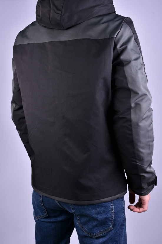 Куртка мужская из плащевки (цв.черный/серый) демисезонная"ATE" Размеры в наличии : 44, 46, 48, 50, 52 арт.2209