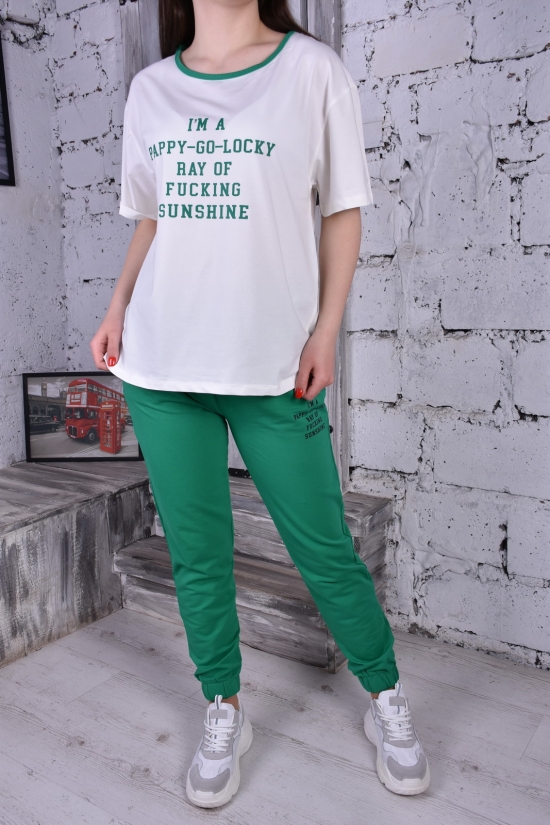 Костюм женский трикотажный (цв.белый/зеленый) "MY LINDA" Размер в наличии : 46 арт.T22120