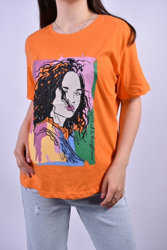 Жіноча футболка трикотажна (кол. помаранчевий) модель OVERSIZE "OLIVIA" Розміри в наявності : 44, 46 арт.2314