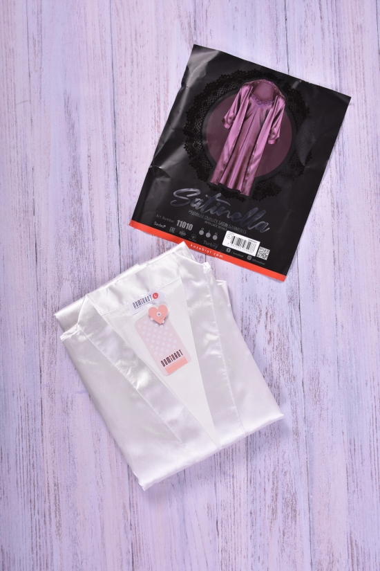 Комплект шовковий жіночий (кол. білий) нічна сорочка халат бікіні DEEP SLEEP Розміри в наявності : 48, 50, 52 арт.11010