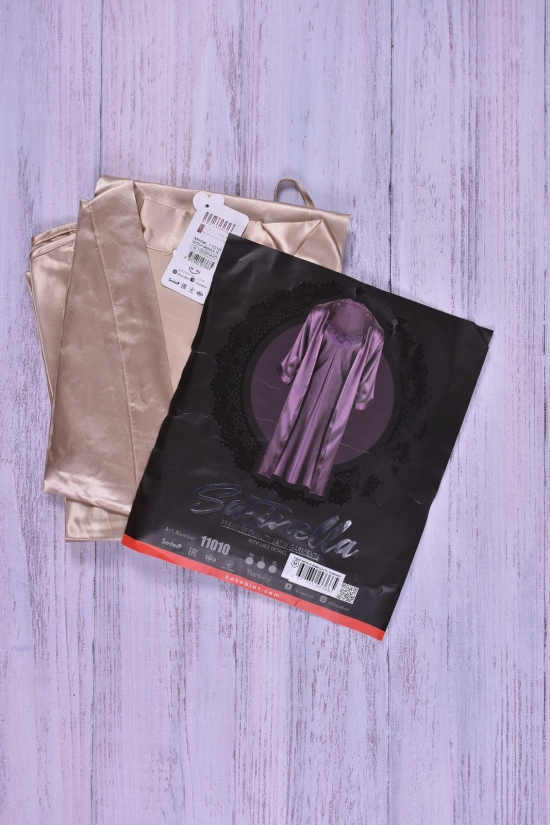 Комплект шелковый женский (цв.кремовый) ночная рубашка + халат+бикини DEEP SLEEP Размеры в наличии : 48, 50, 52 арт.11010