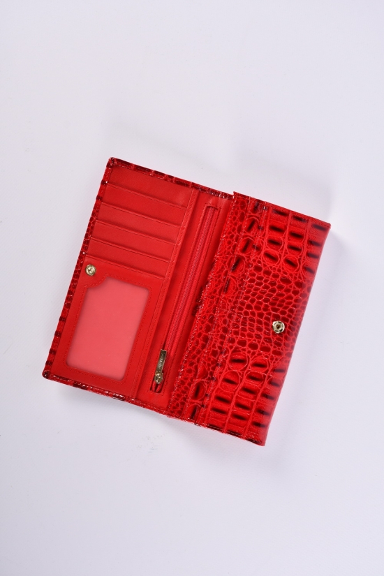 Кошелёк женский кожаный лаковый (color.red) размер 18.5/9 см. "Alfa Ricco" арт.AR3417/WE
