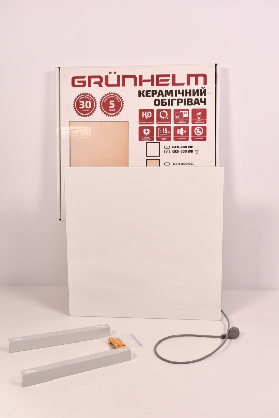 Обогреватель керамический (цв.белый) с терморегулятором, мощность 500W "GRUNHELM" арт.GCH-500WH