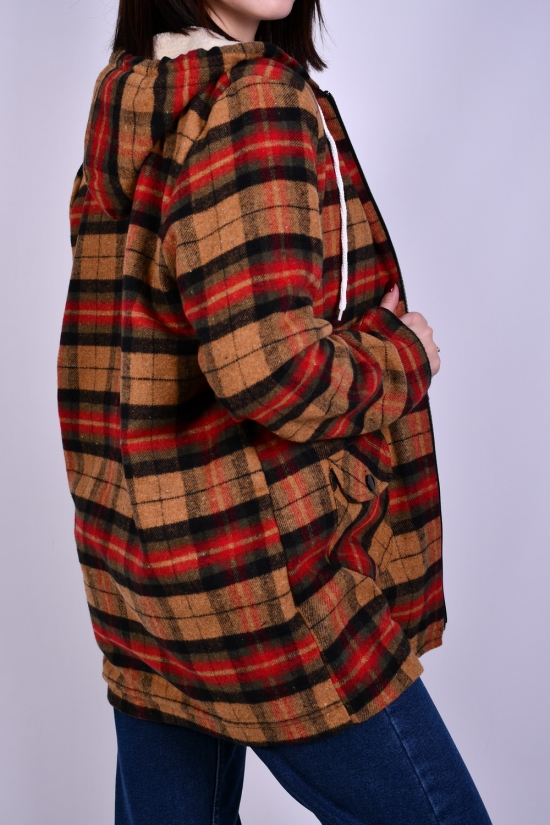 Рубашка женская байковая (цв.горчичный/бордовый) на меху "MADOY" Размеры в наличии : 42, 44, 46, 48 арт.3070