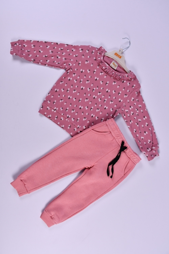 Костюм для девочки (цв.розовый) трикотажный на флисе Рост в наличии : 104, 110, 116 арт.390121