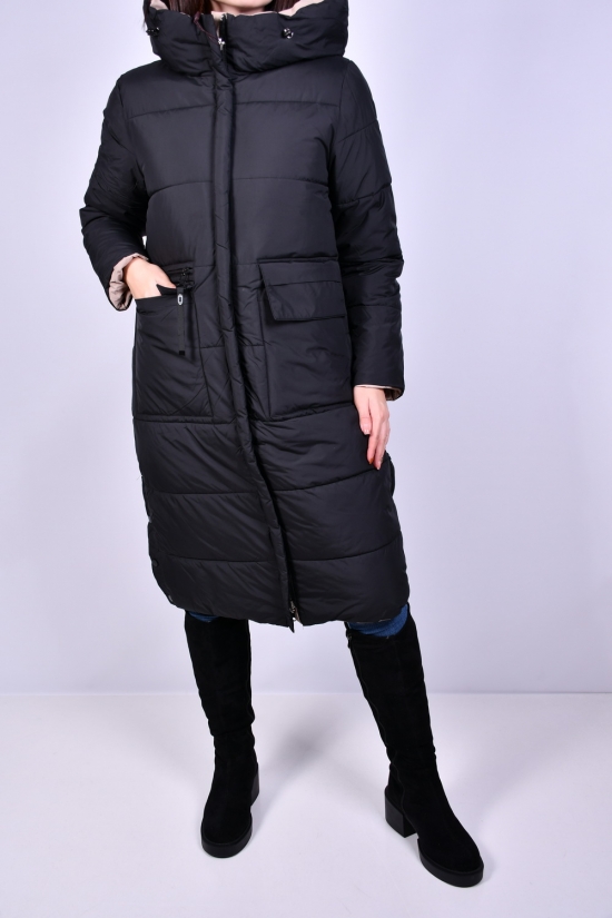 Пальто женское (цв.черный) зимнее из плащевки Размеры в наличии : 48, 50 арт.8322