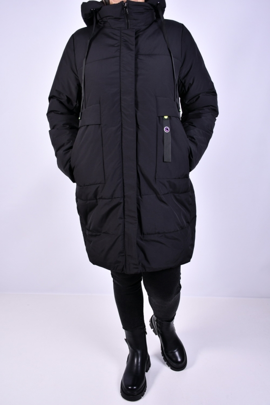 Пальто женское зимние (цв.черный) из плащевки Размеры в наличии : 46, 50, 52, 54, 56 арт.M925005