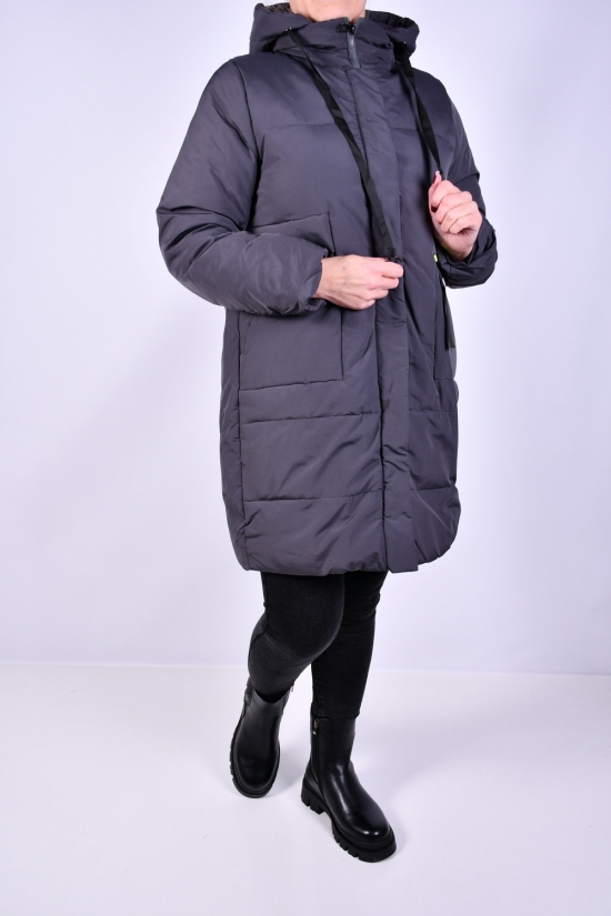 Пальто жіноче зимове (цв. сірий) з плащової тканини. Розміри в наявності : 46, 48, 50, 52 арт.M925005
