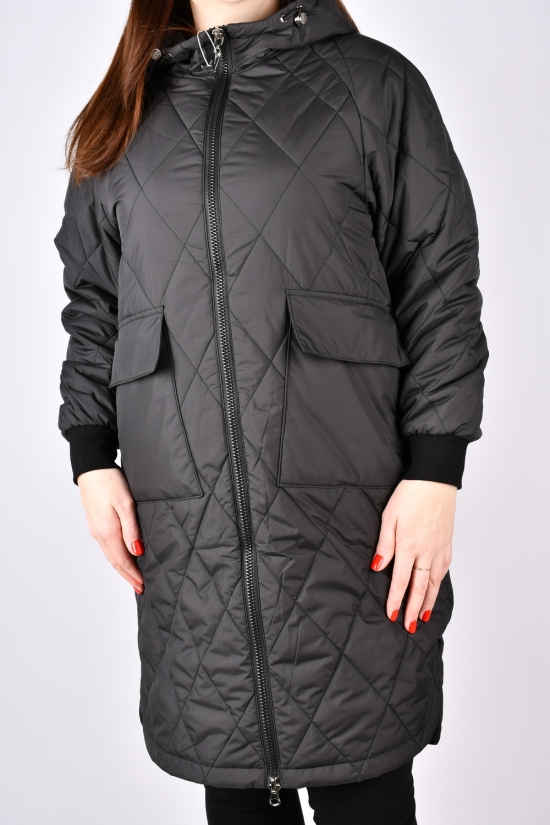 Пальто женское демисезонное (цв.чёрный) с плащевки Размеры в наличии : 52, 54 арт.8162