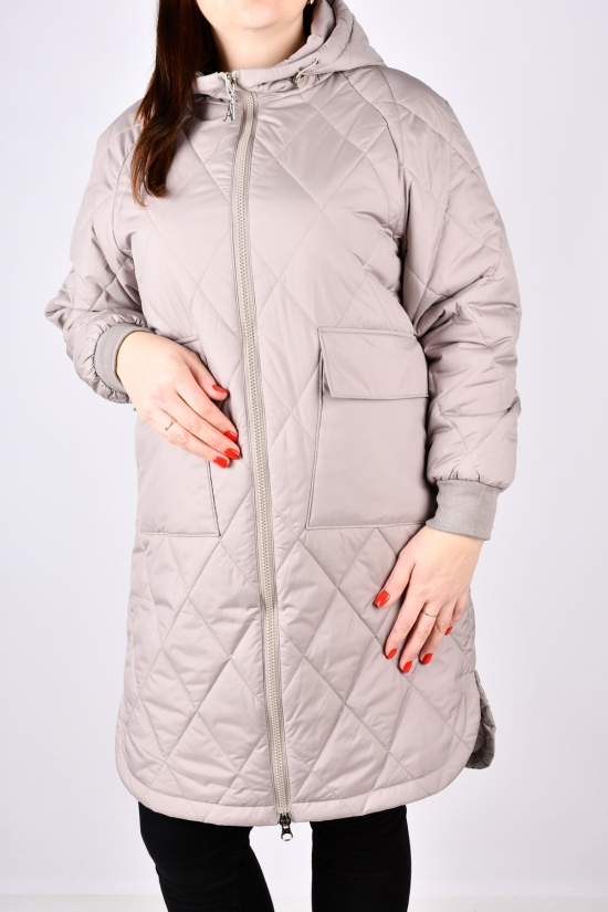 Пальто женское демисезонное (цв.св.серый) с плащевки Размеры в наличии : 48, 52, 54, 56 арт.8162