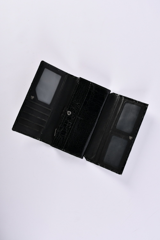 Кошелёк женский кожаный лаковый (color.black) размер 18.5/9.5 см. "Alfa Ricco" арт.AR9003/WE