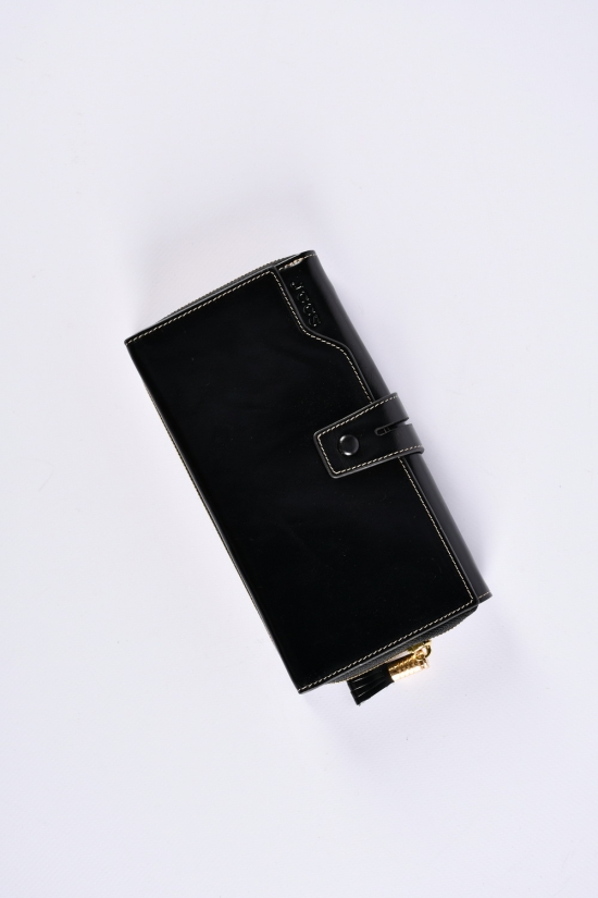 Кошелёк женский кожаный (color.BLACK) размер 19/10 см."Alfa Ricco" арт.JS6150