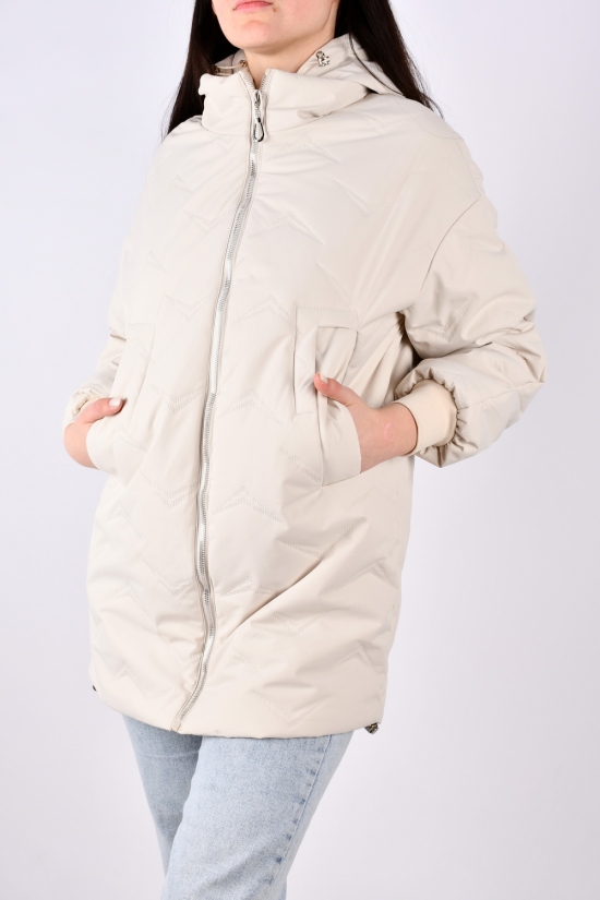 Куртка женская демисезонная (цв.кремовый) из плащевки Размеры в наличии : 44, 46, 48, 52 арт.6868