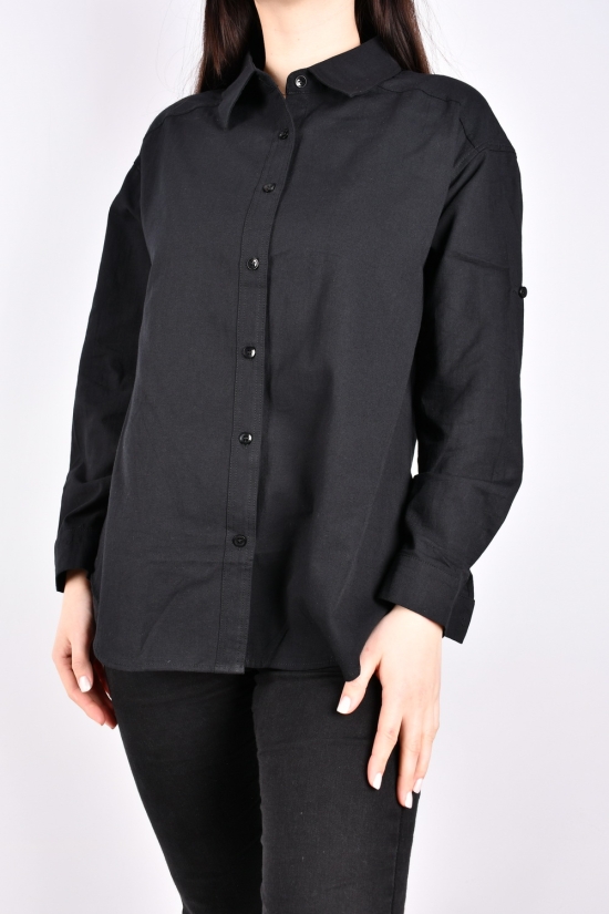 Рубашка женская (цв.черный) "BASE" Размеры в наличии : 48, 50, 52 арт.C7542