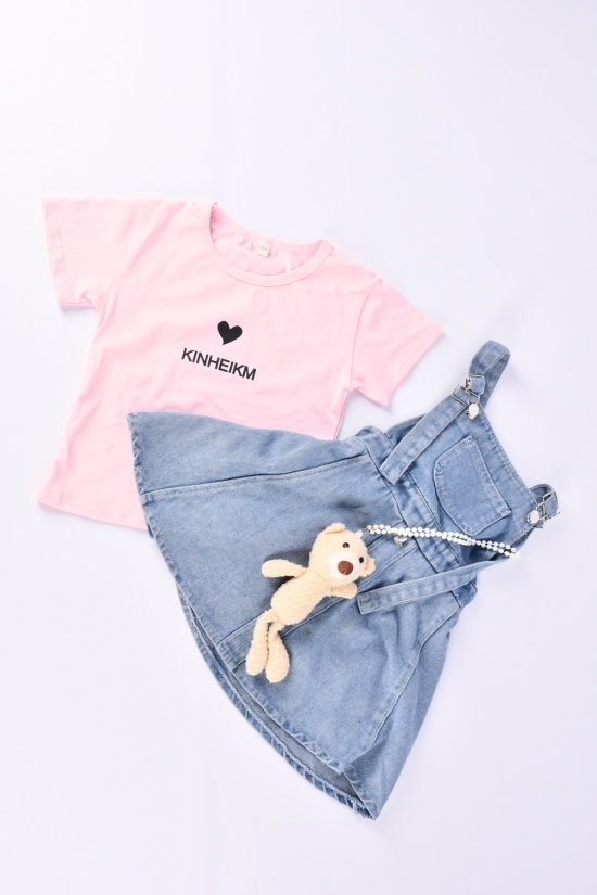 Сарафан джинсовий та футболка для дівчинки Зріст в наявності : 98, 104, 122 арт.X026