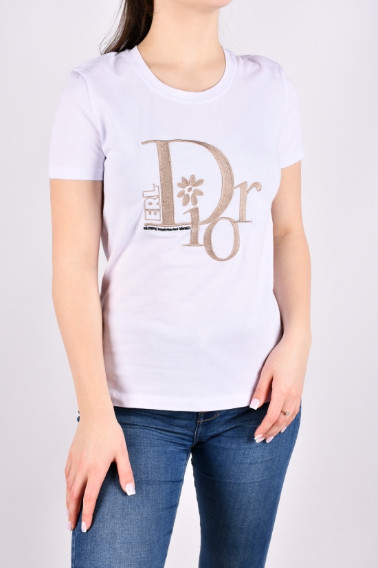 Футболка женская (цв.белый) "Christian Dior" (93% cotton, 7% lycra) Размеры в наличии : 42, 44, 46, 48 арт.BYN-196