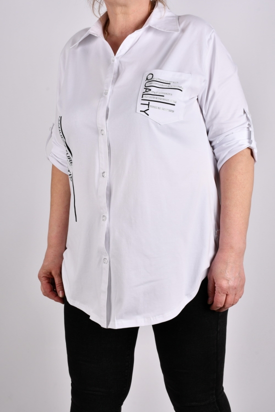 Рубашка женская (цв.белый) стрейчевая "ANGORA" Размеры в наличии : 48, 50 арт.699