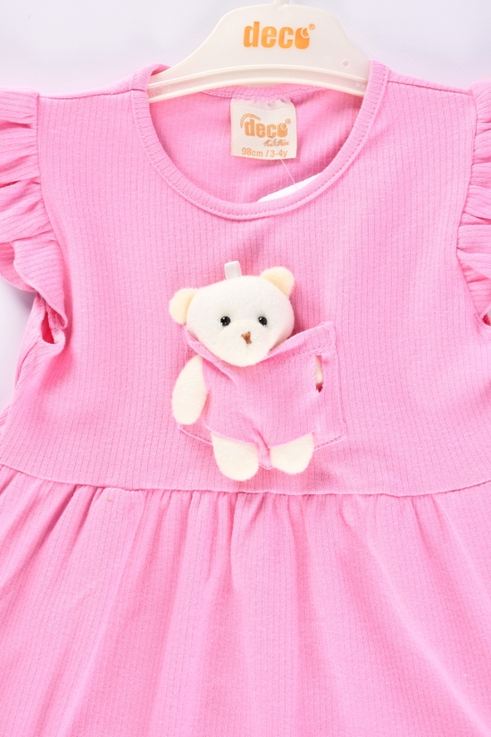 Платье для девочки (цв.розовый) ткань рубчик "DECO" Рост в наличии : 104 арт.399288