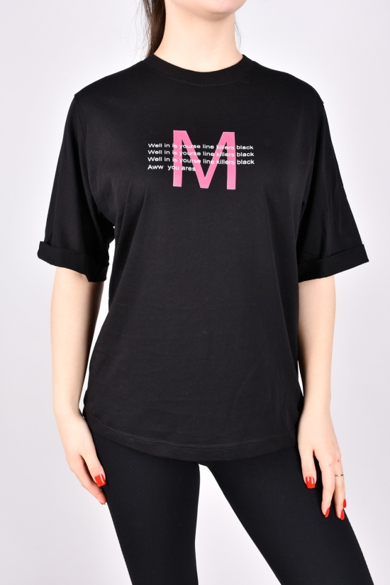 Жіноча футболка (кол. чорний) трикотажна модель Over Size "LALE FASHION" Розміри в наявності : 46, 48, 50 арт.24022