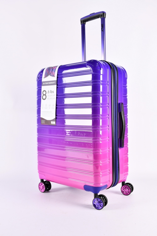 Чемодан (цв.фиолетовый/розовый) 4 колеса пластиковый №3/2 средний (размер 58/47/28 см) арт.9-H486FT-28