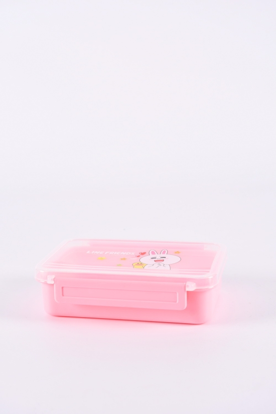Ланч-бокс (контейнер) цв.розовый с ложкой размер 14/11/4см арт.31012